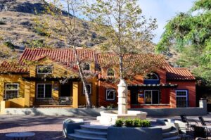 Exterior shot of Wrigley conference center on Catalina Island
