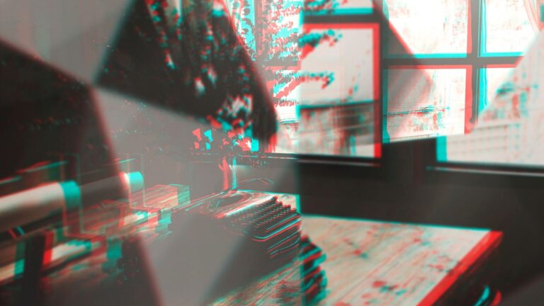 Vintage typewriter with prism effect