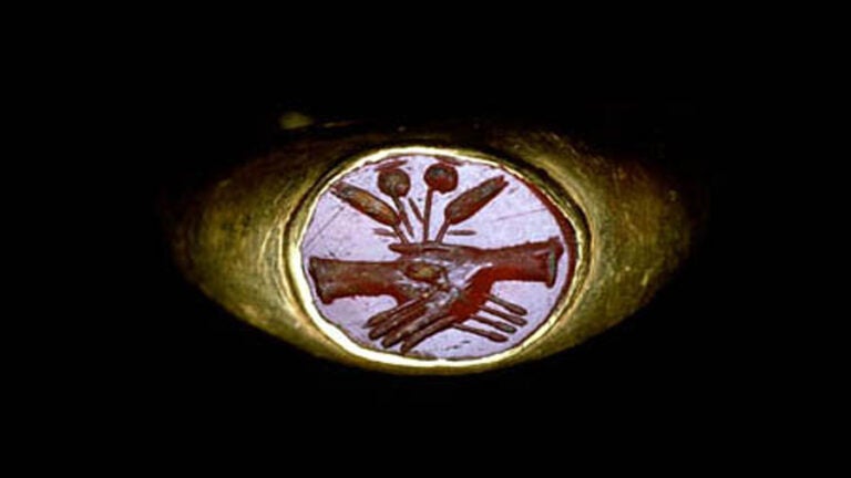 Seal of a Roman Ring With Linked Hands in USC Collections.
