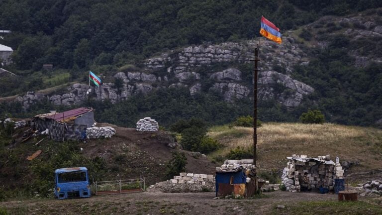 An Armenian military post in a mountainous area Karabakh