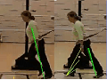 A series of two photos depicting someone walking.