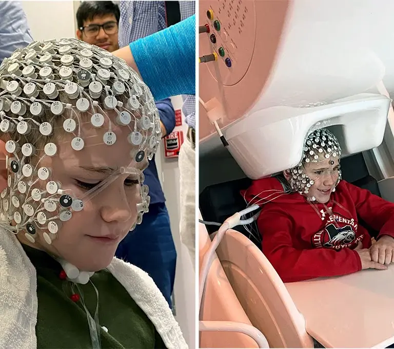 A young person with an EEG