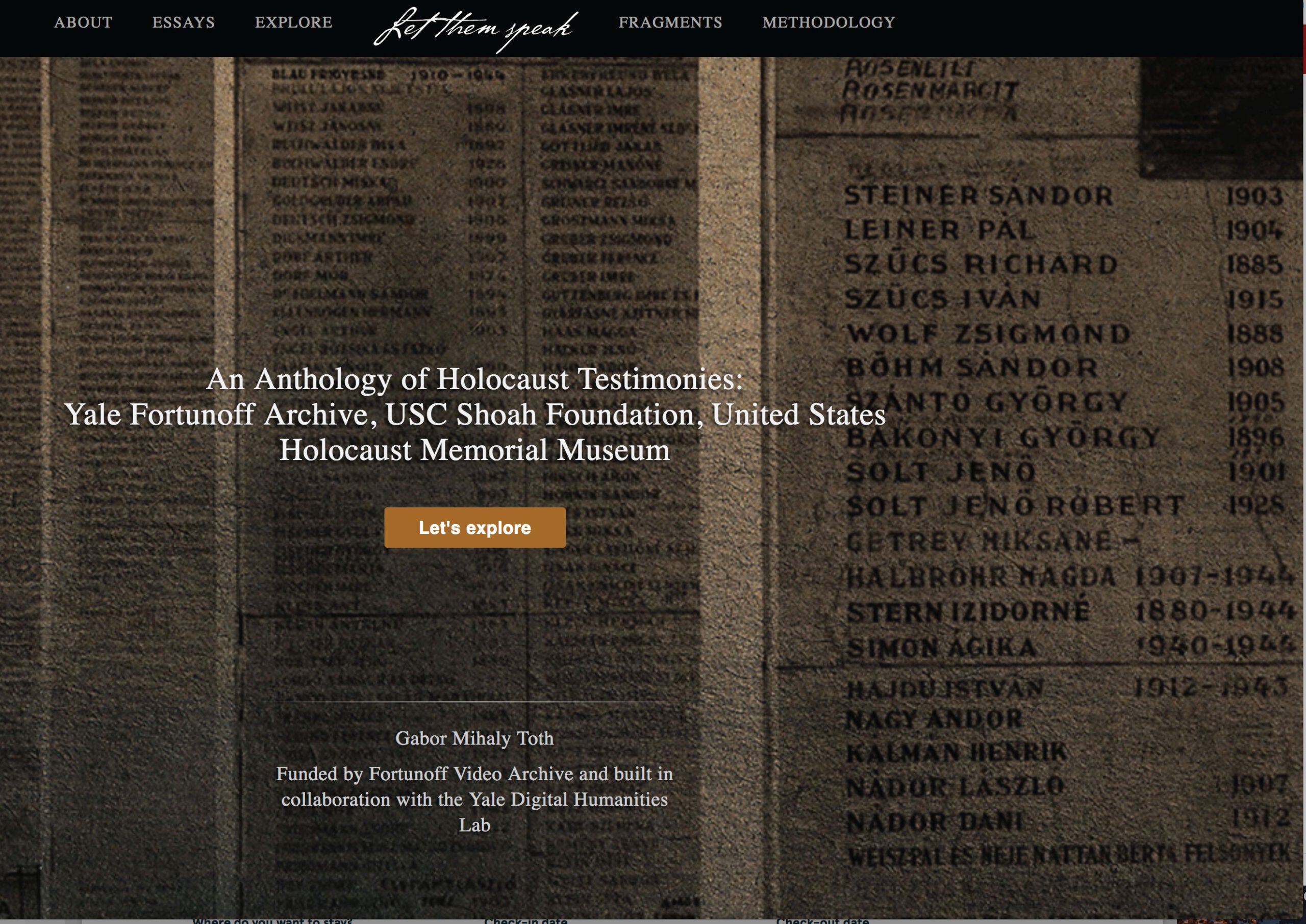A screenshot of the Let Them Speak webpage.