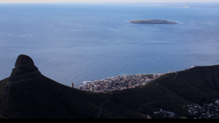 A scenic photo of Cape Town, South Africa from the top of Table Mountain.