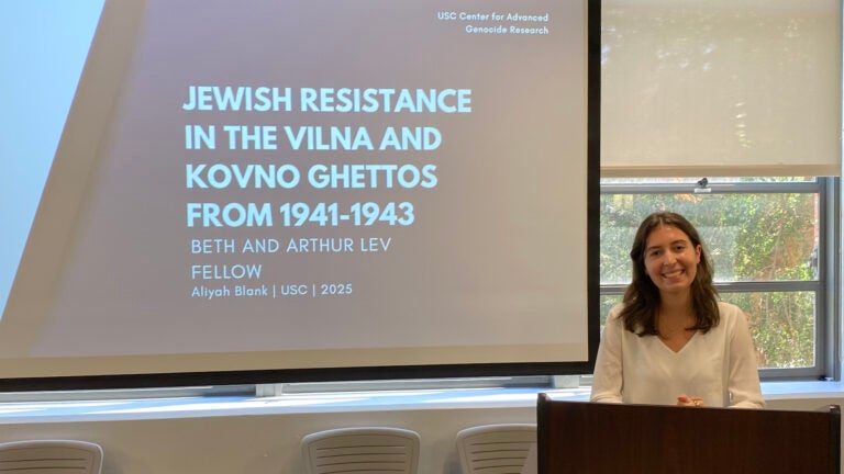 Lev Student Research Fellow Aliyah Blank presents on Jewish resistance in the Vilna and Kovno ghettos