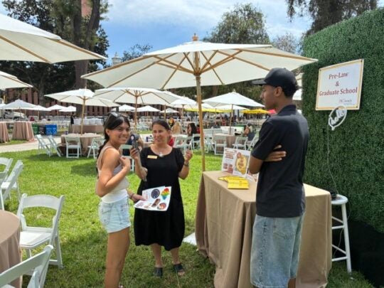 Jen O'Connor talks to students at Resources fair