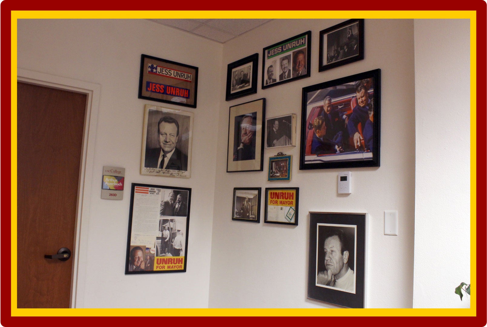 Jesse M. Unruh photo wall in the CPF on-campus office