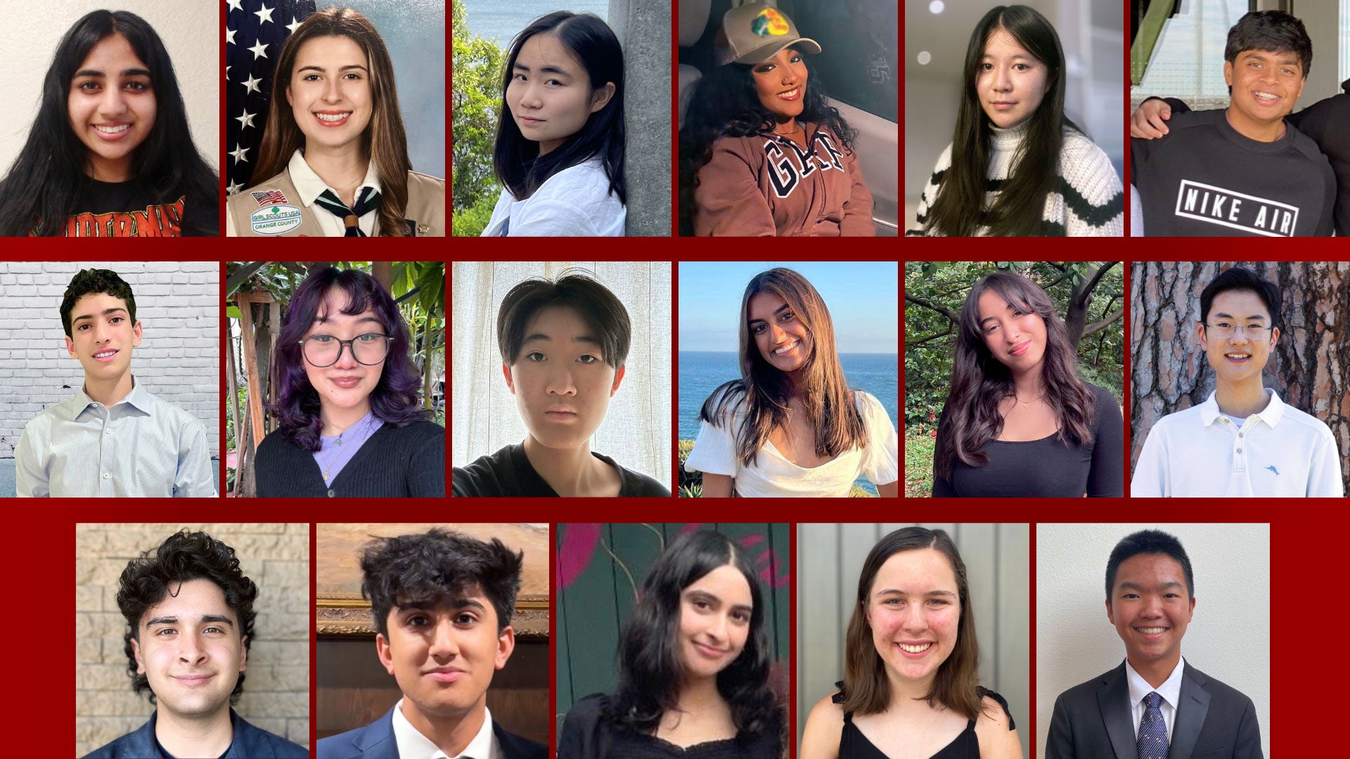 2023 High School Summer Internship Program Cohort: Anya Chauhan, Madison Ems, Aurora Hao, Daneya Hussien, Valerie Li, Gaurav Mellacheruvu, Dilan Mummert, Vianny Nunez, Suzuko Ohshima, Jiya Patel, Christina Perez, Brendan Poon, Xavier Ramirez, Arjun Tewari, Aditi Vikram, Camille Whetsel, and Jerry Yang (top-left to bottom-right)