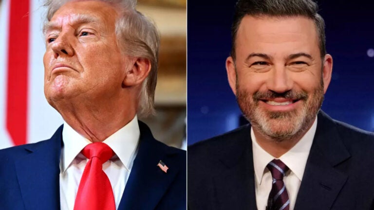 President Trump lashed out at Jimmy Kimmel and ABC in a social media post, threatening legal action. (Source: Leon Neal / Getty Images; Randy Holmes / Disney)