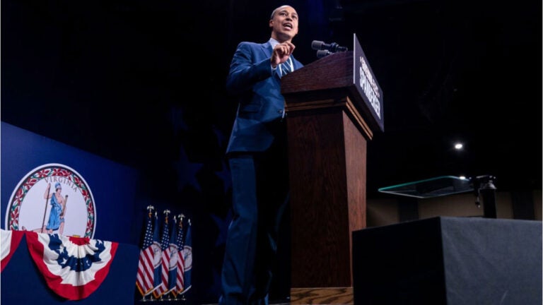 Jay Jones, the Democratic attorney general-elect for Virginia, on election night. (Source: Al Drago/Bloomberg News)