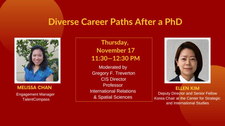 Diverse Career Paths After a PhD lecture with USC alumni Melissa Chan and Ellen Kim.