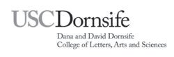Gray USC and black Dornsife Dana and David Dornsife College of Letters, Arts and Sciences on white background