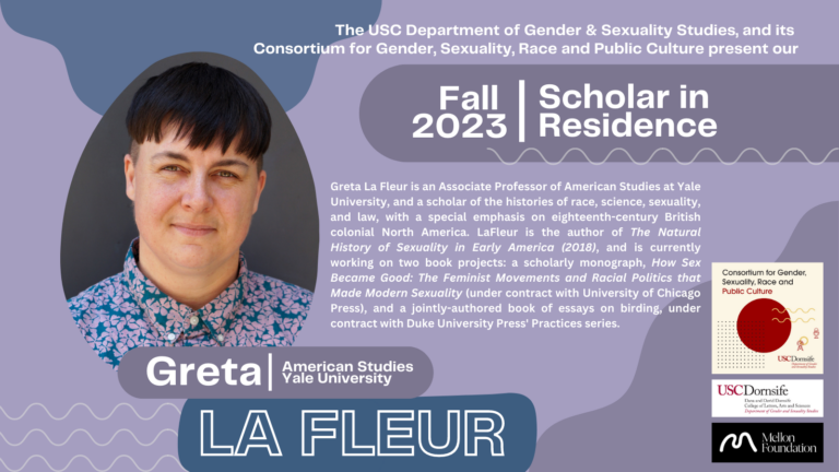 Announcing our Fall 2023 GSS and Consortium Public Scholar-in-Residence: Professor Greta La Fleur (Yale University, American Studies)