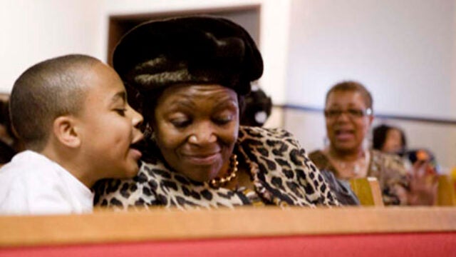 Gospel Music performers from around Los Angeles lead an afternoon worship service at the Chapel of Peace Church in south central Los Angeles.