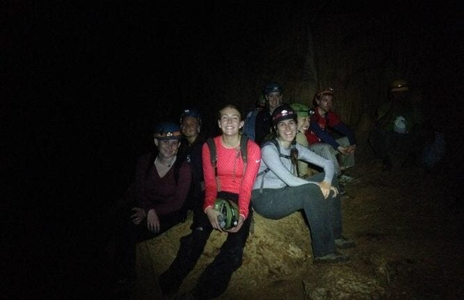 Students on site at an archaeological dig.
