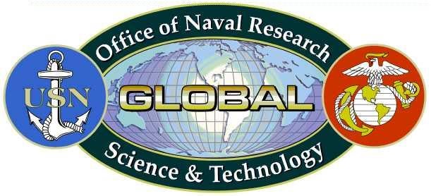 Logo featuring image of globe with text that says Office of Naval Research
