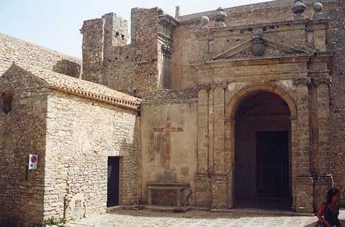 The stone entryway to a monastery