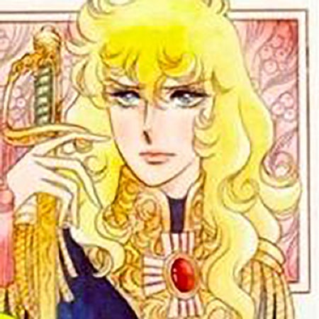 Manga image of a blonde woman with a sword, at her neck she wears a cross