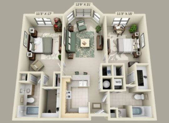 Apartment floor plan - student housing in Washington DC