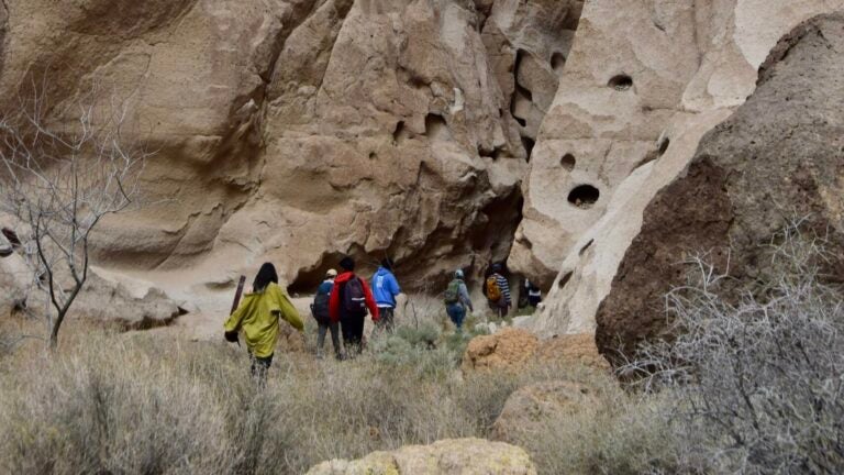 Student group exploring the ignimbrites