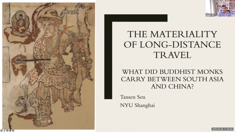 Professor Tansen Sen presents the title slide on Zoom.