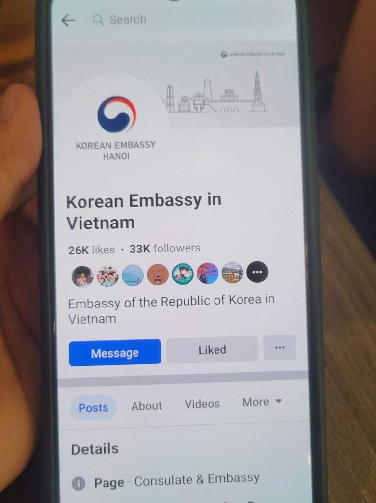 The Korean Embassy in Vietnam's social media page