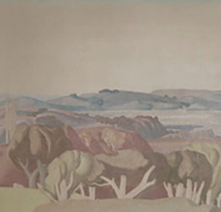 detail of a mural of the California landscape