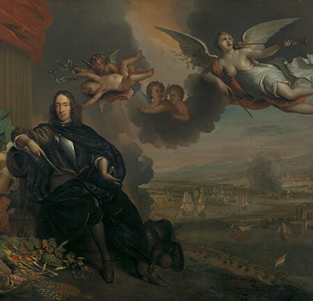 Apotheosis of Cornelis de Witt, with Dutch raid of Medway in the background