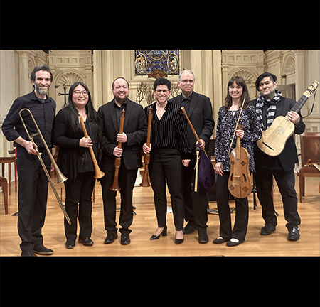 Ciaramella members holding musical instruments