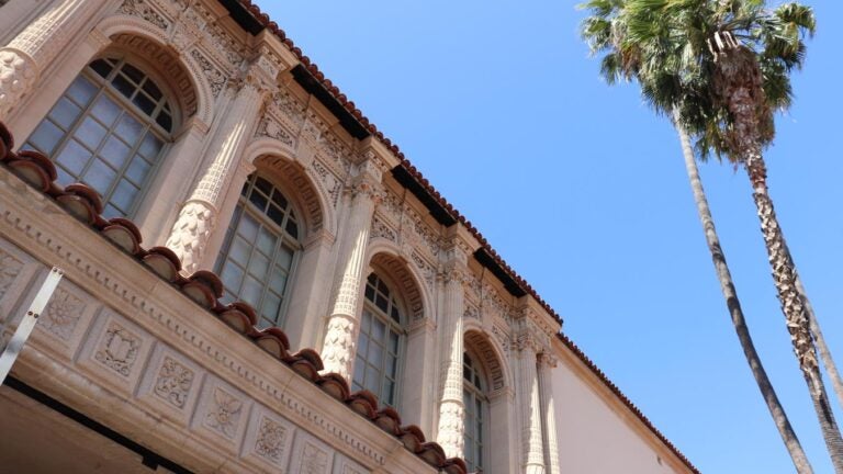 An up-close look at the intricate architecture design of the Pasadena Library.