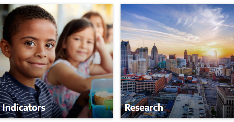 2 photos from the National Equity Atlas website: 1 photo of three children with the word 