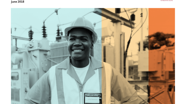 North Carolina report image featuring photo of a Black man in safety gear for employment equity