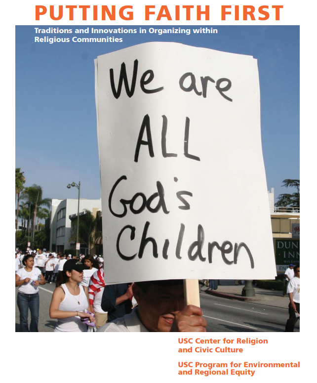 report cover featuring diverse group of advocates supporting faith