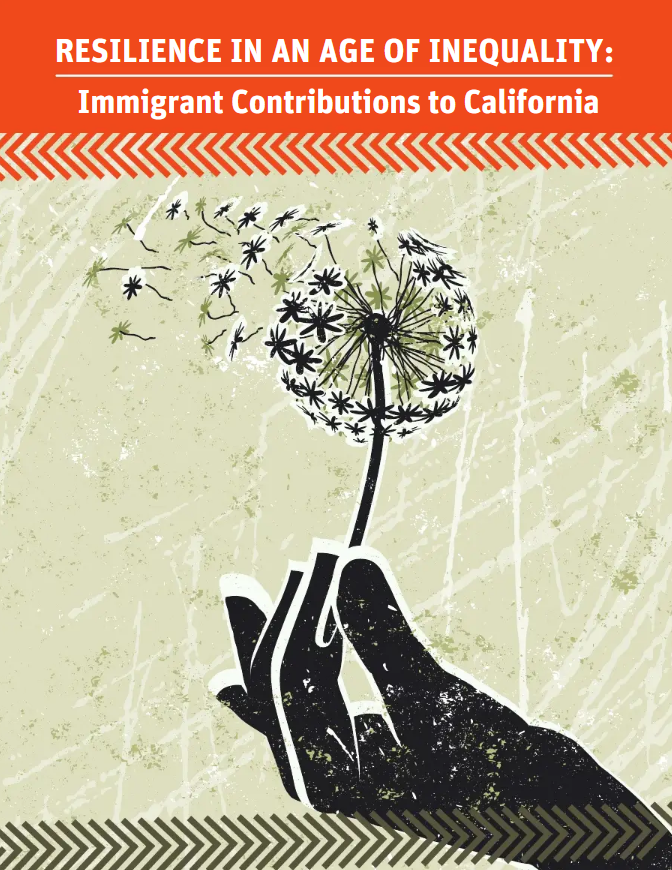 Resilience in an Age of Inequality report cover featuring graphic of a hand holding a dandelion being blown away