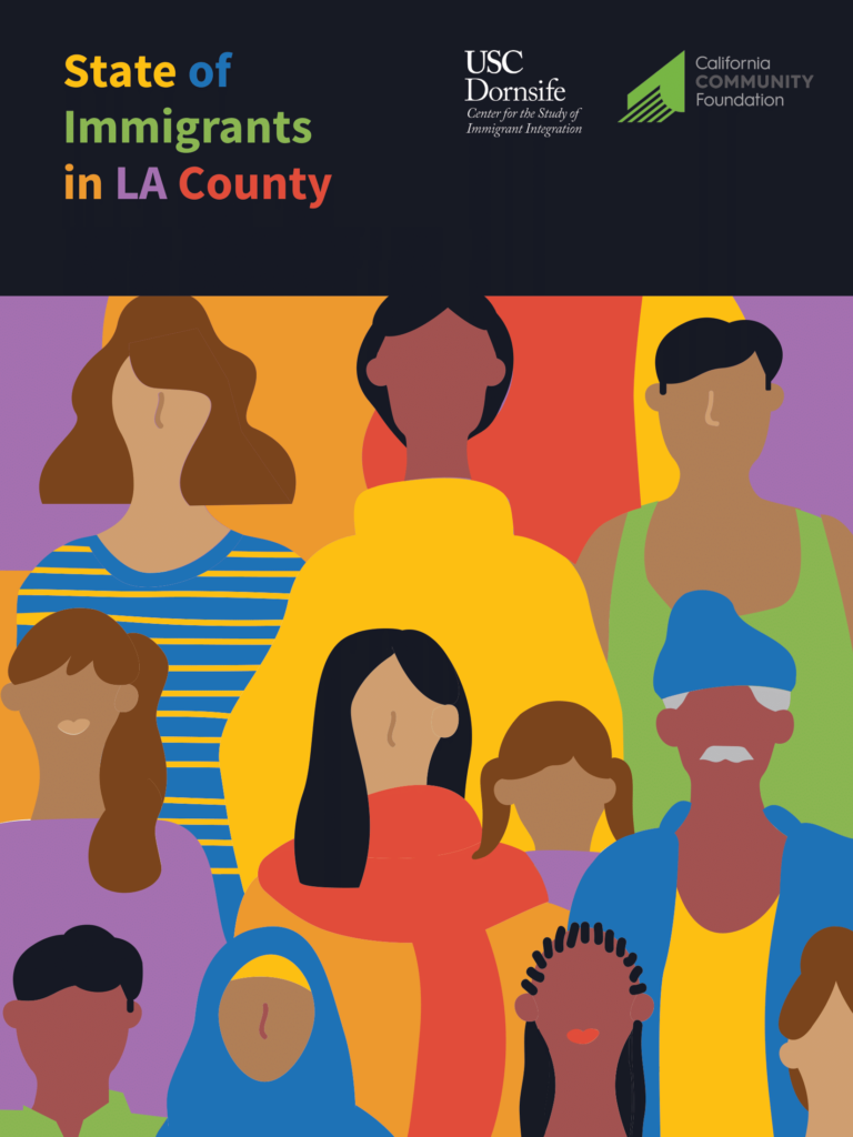 Report cover featuring colorful graphic art of a diverse group of people