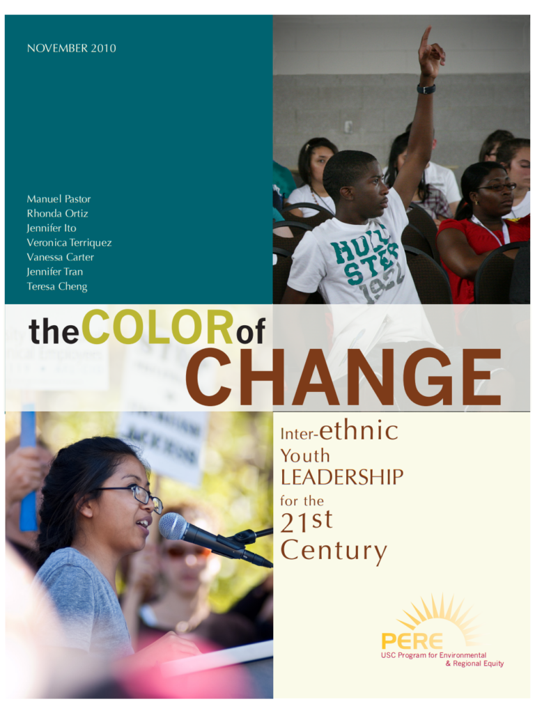 Report cover featuring Black youth and youth of color in leadership events