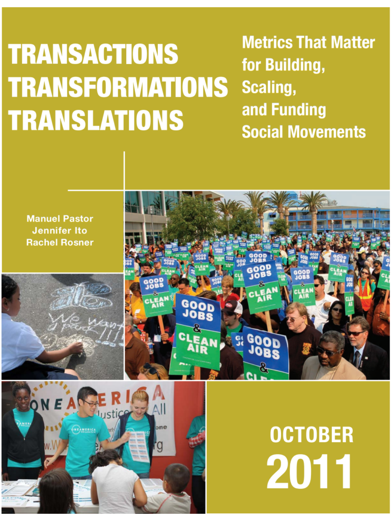 Report cover featuring crowd of diverse people holding up 