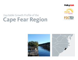 Report cover featuring body of water in Cape Fear and the region highlighted on a map