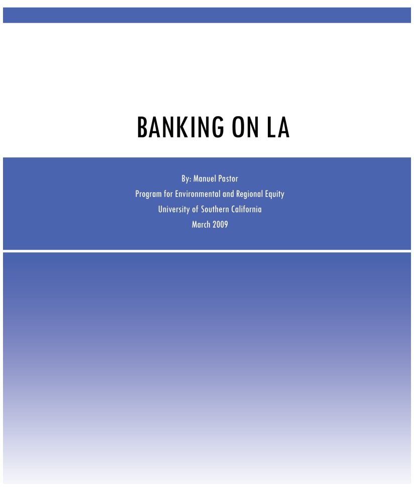 Report cover "Banking on LA"