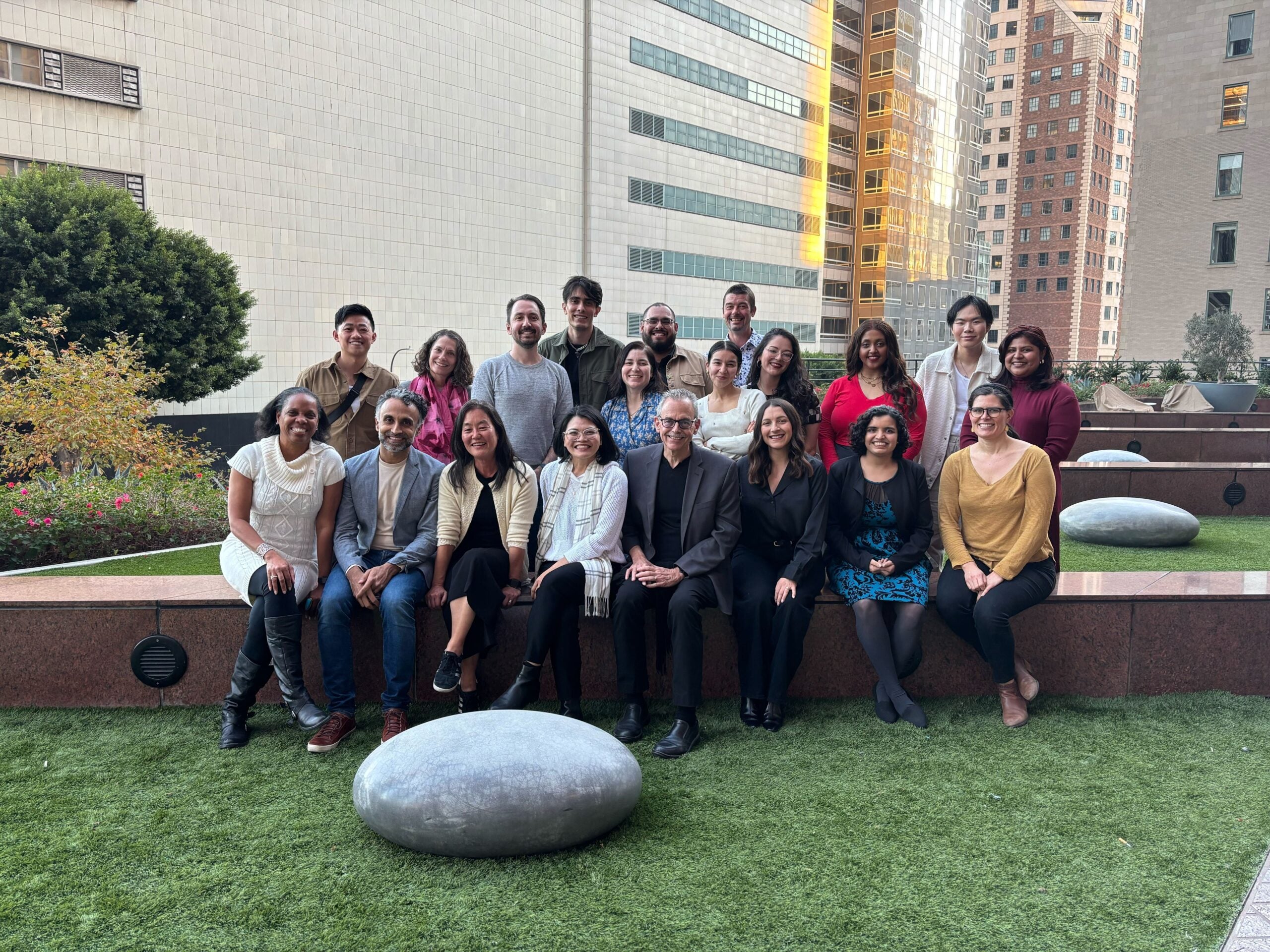 ERI poses for a holiday staff picture in Downtown Los Angeles