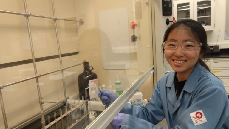 Lindsay at the fume hood