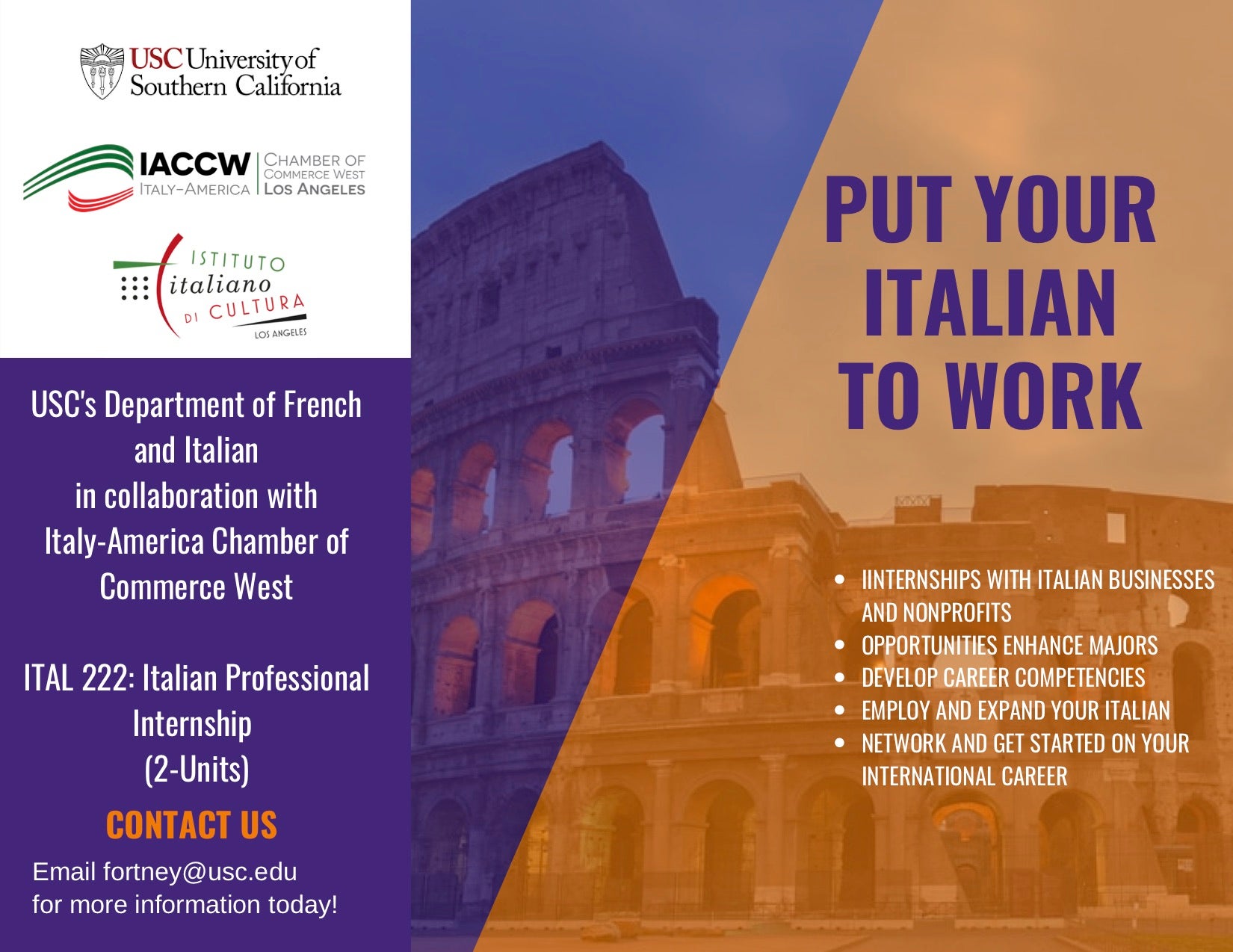 ITAL 222 and IACCW Italian Professional Internship