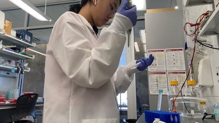 Photo of USC Student conducting research in a lab.