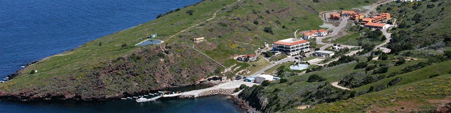 Aerial view of the USC Wrigley Marine Science Center on Catalina Island.