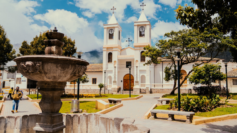 A church and town square in Quito, Ecuador