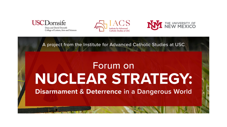 A graphic promoting upcoming IACS event on nuclear war