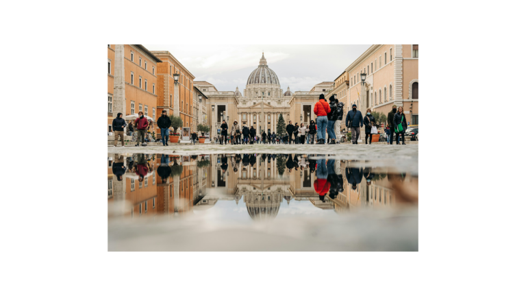 St. Peter's reflected in a pool of water