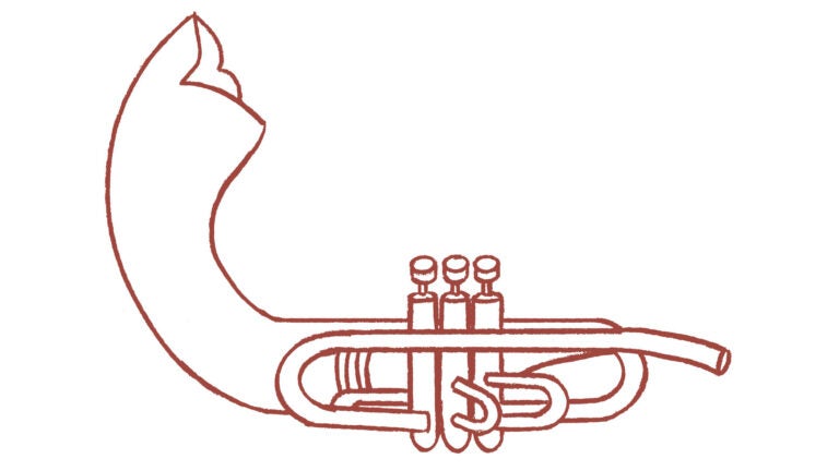 Trumpet Shofar, red color outline.