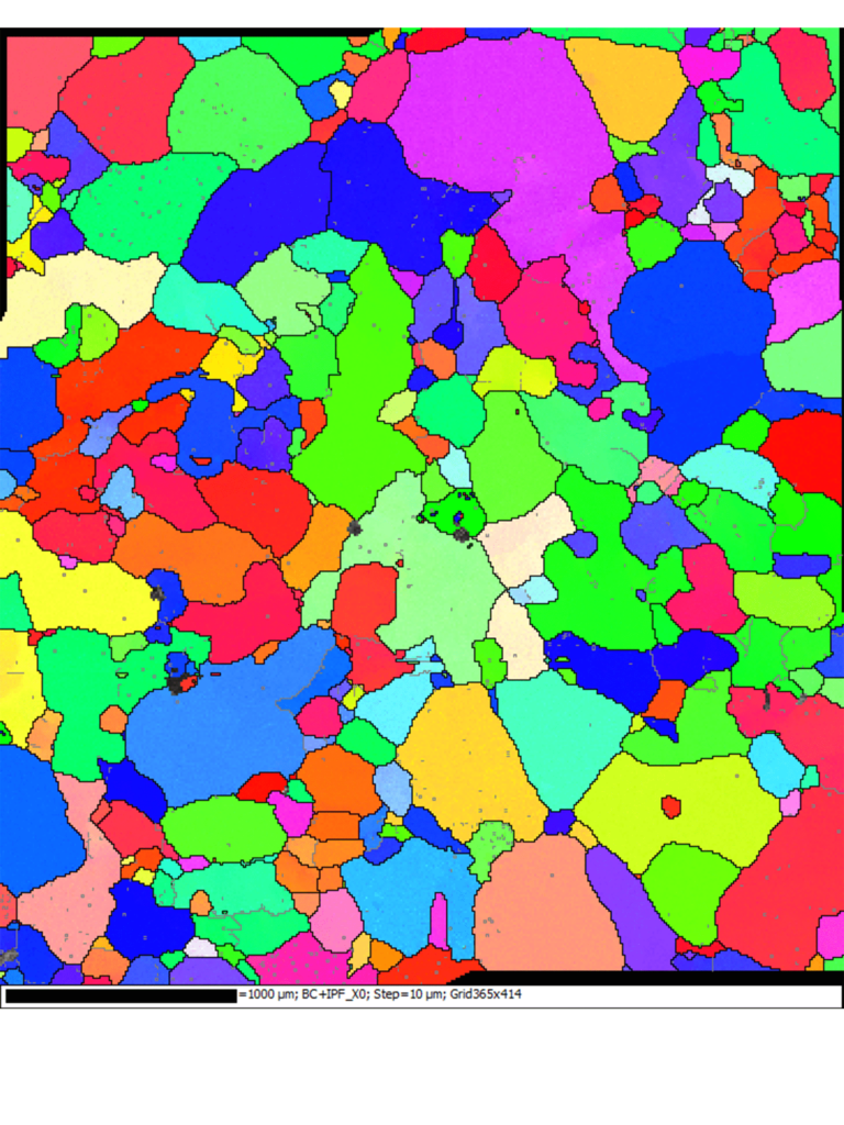 Illustration of microstructure in ice experimentally deformed at close to the melting temperature (EBSD map)