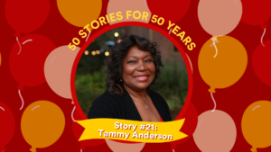 Profile picture and text: 50 FOR 50 STORIES: Story #21: Tammy Anderson